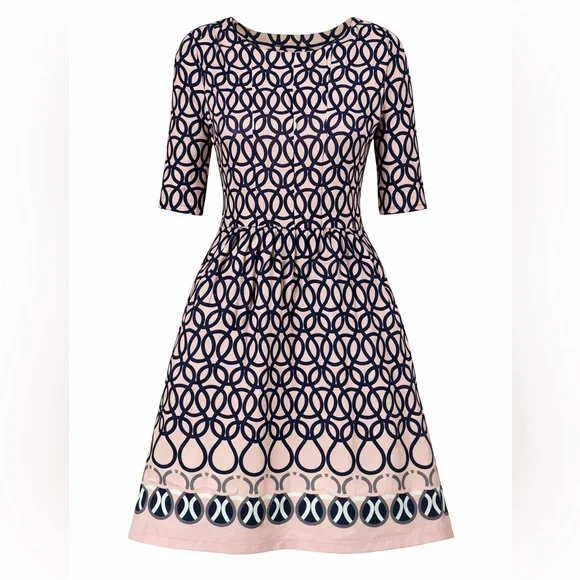 Shelby & Palmer Pink and Navy Interlocking Circle Dress - Picture 1 of 7